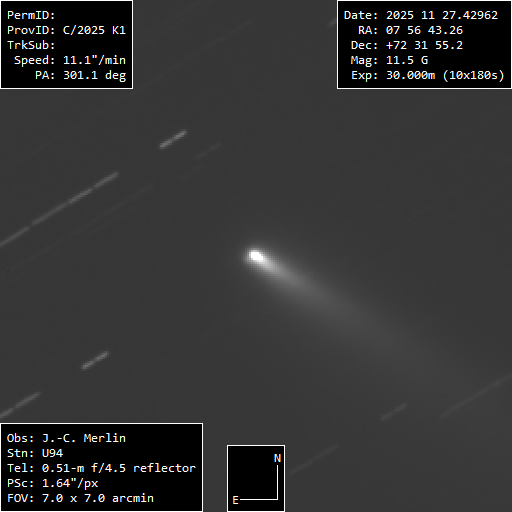 Comète C/2025 K1 (ATLAS) le 27 novembre 2025