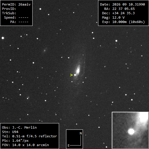 Supernova 2026aaiv dans NGC 7331 (Peg) le 10 septembre 2026